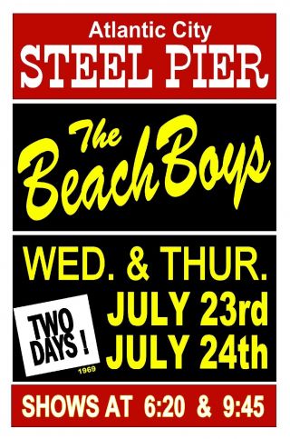 The Beach Boys 1969 Atlantic City Steel Pier Poster Art Rendition Thouse 2016
