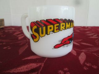 Vintage Fire - King Anchor Hocking Superman Milk Glass.  Cup,  Mug 1971