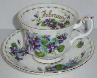 Royal Albert Flower Of The Month February Purple Violets Cup And Saucer Set