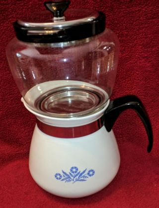 Vintage Corning Ware Drip - O - Lator Blue Cornflower 2 Qt 8 Cup Coffee Tea Pot