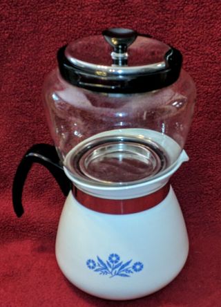 VINTAGE Corning Ware Drip - O - Lator Blue Cornflower 2 QT 8 Cup Coffee Tea Pot 2