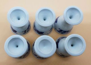 Chinese Blue White Flower Porcelain Wine Spirit Pot Vessel Mini Cup Chalice Set 8