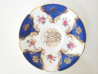 PARAGON cobalt blue floral VINTAGE bone china teacup & saucer 4