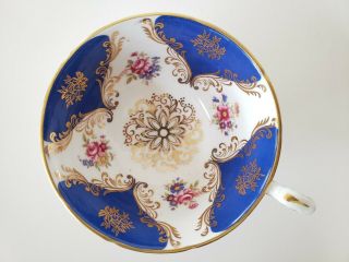 PARAGON cobalt blue floral VINTAGE bone china teacup & saucer 5