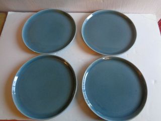 Set Of 4 10 " Russel Wright Steubenville Seafoam Green Dinner Plates