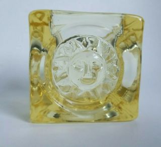 Viking Art Glass Yellow Sun Glimmer Candle Holder Bullseye Vintage Rare
