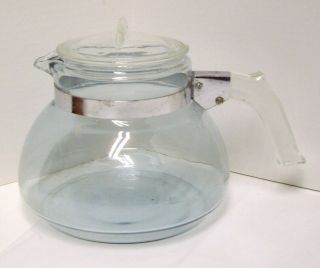 1930s Pyrex Flameware Blue Tint Glass Stovetop Pot Belly Tea Kettle 7125 - B