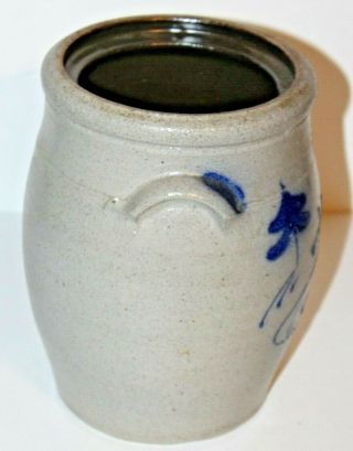 Vintage 1991 or 1996 Rowe Pottery Blue Salt Glaze Crock 8 3/4 
