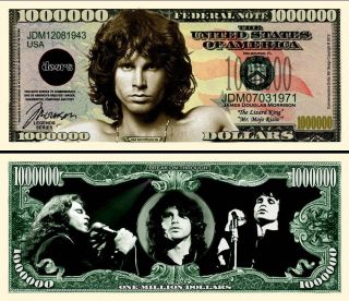 Jim Morrison/the Doors Memorial $1 Million Bill/banknote - Best Seller ⭐⭐⭐⭐⭐