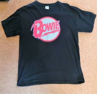 Official Black Vintage Diamond Dogs David Bowie T - Shirt Size Large