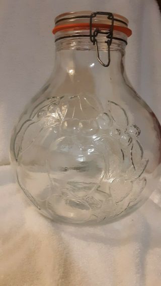 Vintage Rumtopf Large Glass Rum Fruit Jar W/hinged Lid