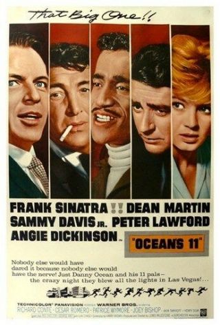Oceans 11 Movie Poster - Frank Sinatra - Rare Vintage - Print Image Photo - B10