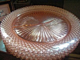 (4) Anchor Hocking Depression Pink Glass Miss America Grill Divided Plates