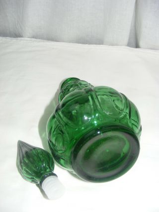 Vintage Emerald Green Glass Genie Bottle Wine Water Decanter w Stopper 4