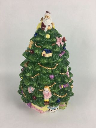 Spode Large Christmas Tree Cookie Jar Hand Painted Christmas Keepsake Decor