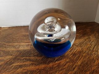 Paperweight Dynasty Gallery Heirloom Collectibles Blown Glass Blue & Clear