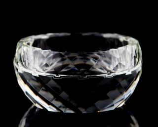Oleg Cassini Crystal Facet Cut Small Round Bowl Signed 4 "