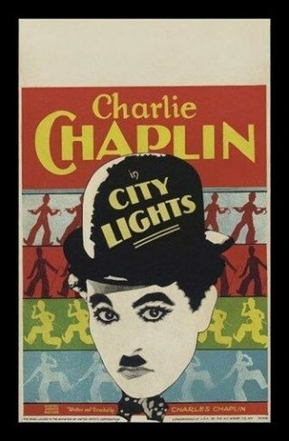 City Lights Movie Poster - Charlie Chaplin Rare Vintage
