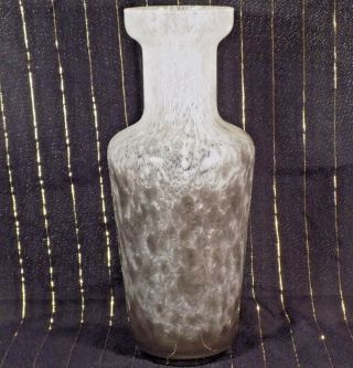 Art Glass Vase Black And White 11 " Tall Hand Crafted Blown Glass