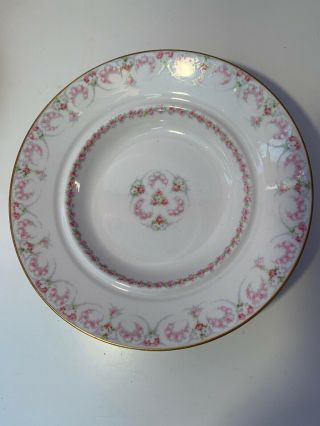 Limoges By William Guerin w Pink Rose Round Covered Butter Cheese Dish Gold Rim 2