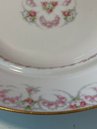 Limoges By William Guerin w Pink Rose Round Covered Butter Cheese Dish Gold Rim 4
