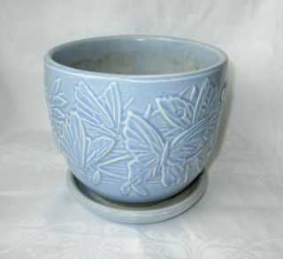 Mccoy Pottery Butterfly Blue Flower Pot Planter Large,  Vintage