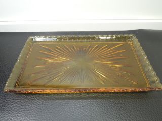 Bohemian Czech Art Deco Amber Cut Glass Dish Tray