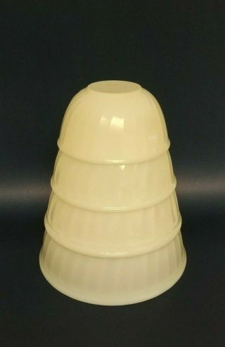 Vintage Anchor Hocking Fire King - White Swirl - Milk Glass 4 Pc Nesting Bowls