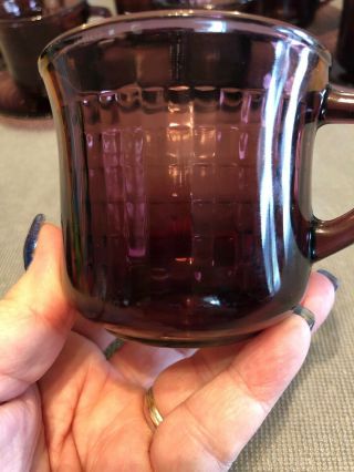 Vintage Amethyst Purple Glass Coffee Mug Cup /Saucer Made In Mexico (SET OF 8) 4