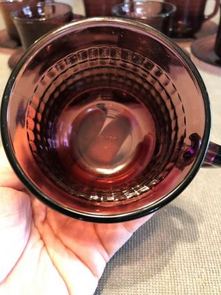 Vintage Amethyst Purple Glass Coffee Mug Cup /Saucer Made In Mexico (SET OF 8) 5