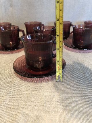 Vintage Amethyst Purple Glass Coffee Mug Cup /Saucer Made In Mexico (SET OF 8) 8