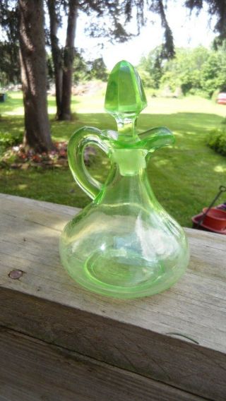 Green Depression Glass Cruet Hocking Glass