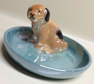 Vintage Noritake Porcelain Small Dog Figural Pin Dish Or Ashtray Luster Art Deco