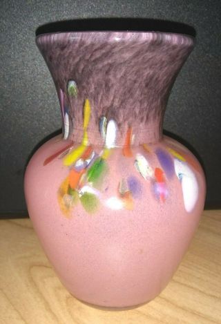 Strathearn Glass Pink Millefiori Thistle Vase (vo37) 4.  25 Inches / 11 Cm High