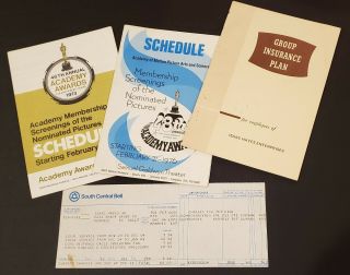 Isaac Hayes Personal Academy Awards Schedules,  1973 & 76,  Phone Bill & Insurance