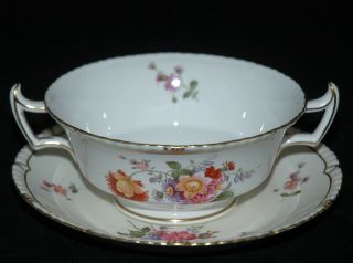 Royal Crown Derby Large Cream Soup Cup & Saucer Derby Posies Pattern