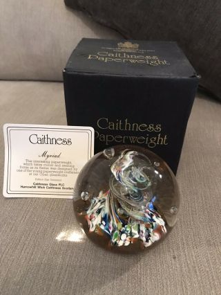 Caithness Scotland Art Glass Myriad Amber Paperweight Boxed With Cert