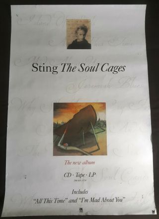 Sting The Soul Cages Uk A&m Record Store Promo Poster