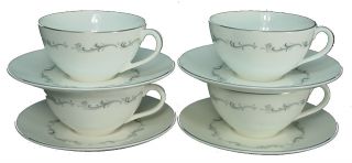 Royal Doulton China Coronet H4947 Cup & Saucer - Set Of Four (4) @ 2 1/8 "