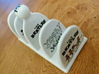 The Beatles Porcelain Signature Toast Rack.  All Four Signatures Printed In Black