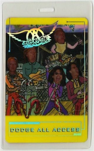 Aerosmith Authentic 2001 Laminated Backstage Pass Just Push Play Tour Dodge Aa