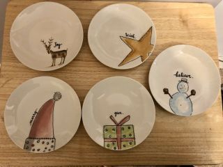Rae Dunn By Magenta Holiday Christmas Appetizer Plates