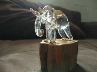 Blowing Glass Art Elephant on Wood Collectibles Figurine Home Decoration 2