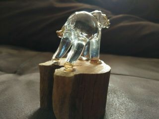 Blowing Glass Art Elephant on Wood Collectibles Figurine Home Decoration 3
