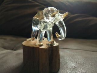 Blowing Glass Art Elephant on Wood Collectibles Figurine Home Decoration 4