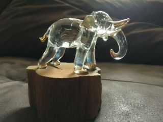 Blowing Glass Art Elephant on Wood Collectibles Figurine Home Decoration 5