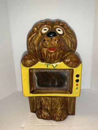Vintage Mccoy Pottery Lion T.  V.  Coin Bank