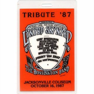 Lynyrd Skynyrd Authentic 1987 Laminated Backstage Pass Tribute Tour Jacksonville