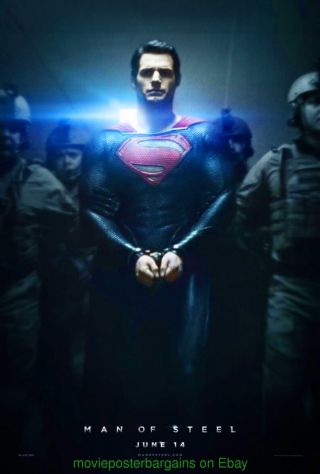 Man Of Steel Movie Poster Ds 27x40 Handcuffs Advance Superman,  Spider - Man 3 Bns