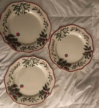Better Homes & Gardens Heritage Holiday 10 5/8 " Dinner Plates Set Of 3